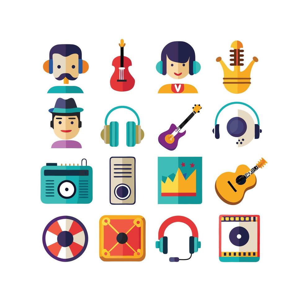 Music and Entertainment Icon Set Collection Illustration vector