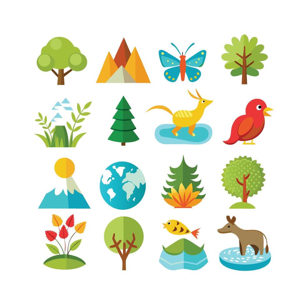 Nature Icon Set Collection Illustration vector