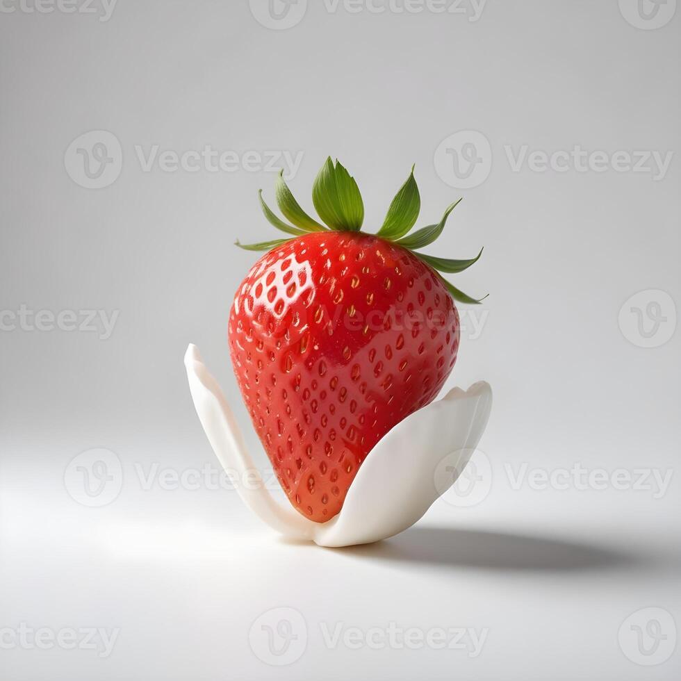 strawberry with plain white cinematic background photo