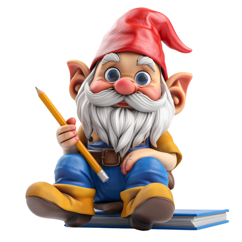 3D cartoon for Gnome in back to school png