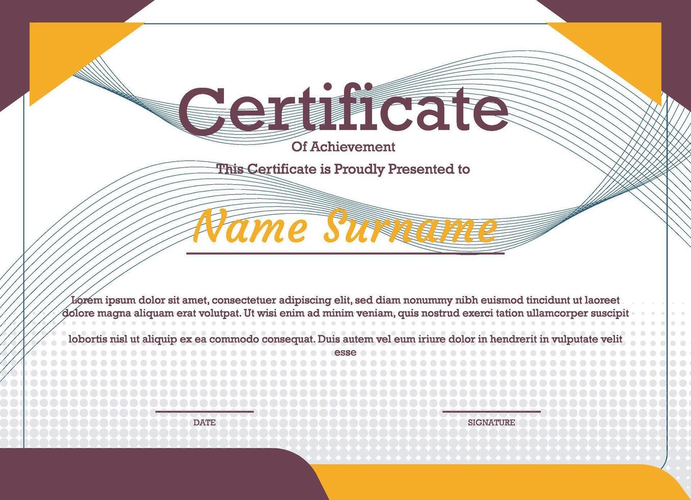 A4 size print-ready certificate layout design vector