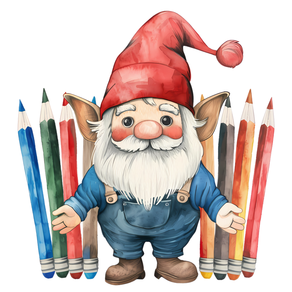 Gnome in flat illustraion education back to school png
