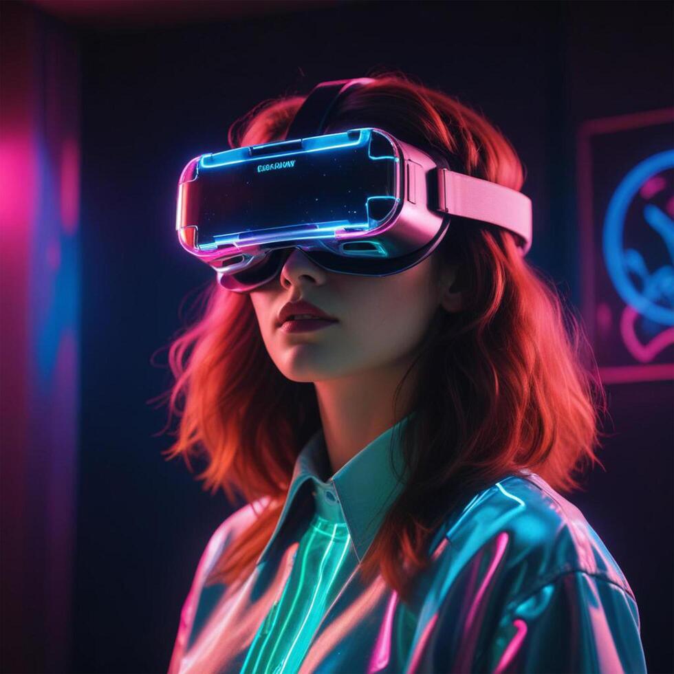 Virtual reality hologram neon photo
