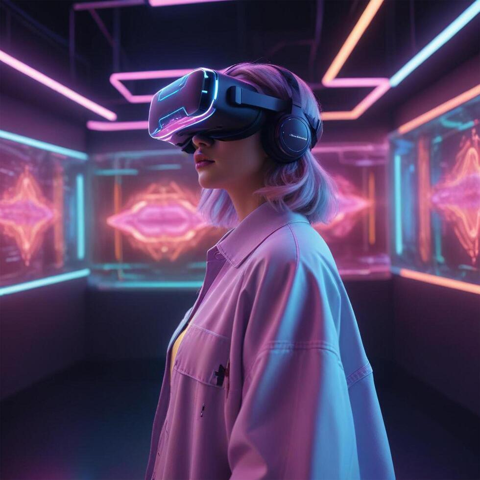 Virtual reality hologram neon photo