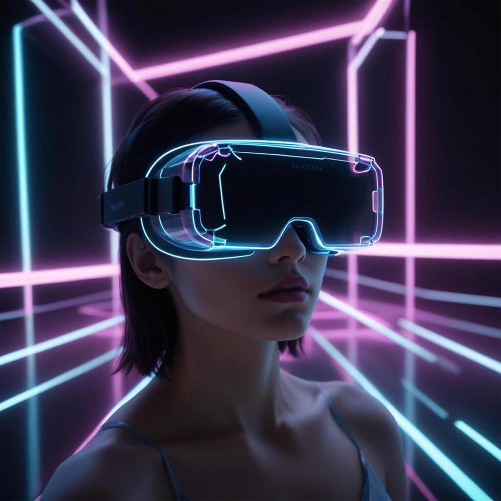 Virtual reality hologram neon photo