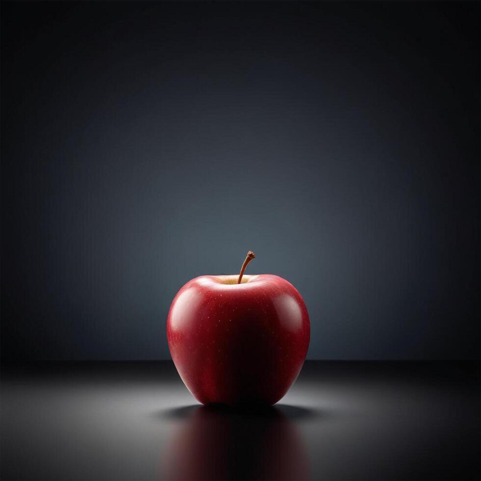 floating Apple with plain cinematic background dark photo