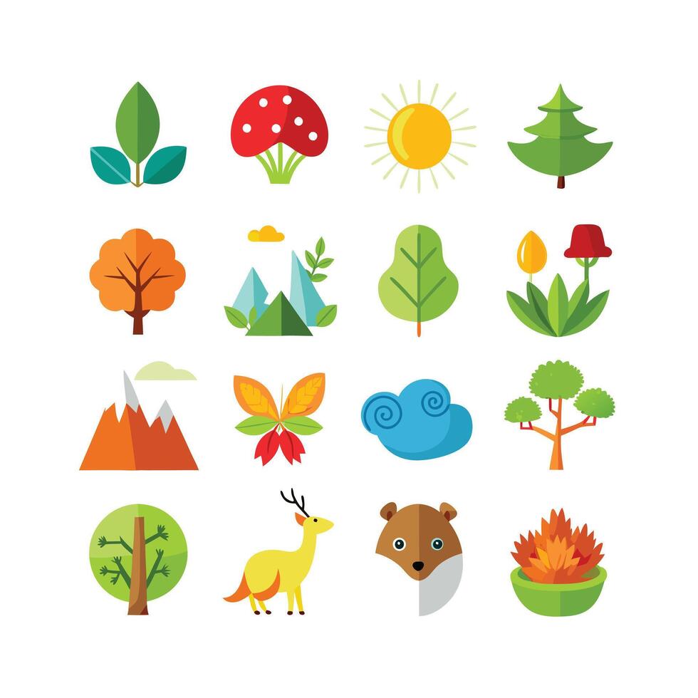 Nature Icon Set Collection Illustration vector