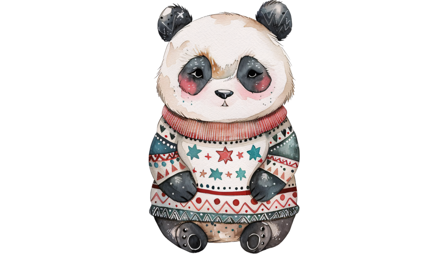 Watercolor Clipart of a Cheerful Animal Wearing Christmas Sweater png