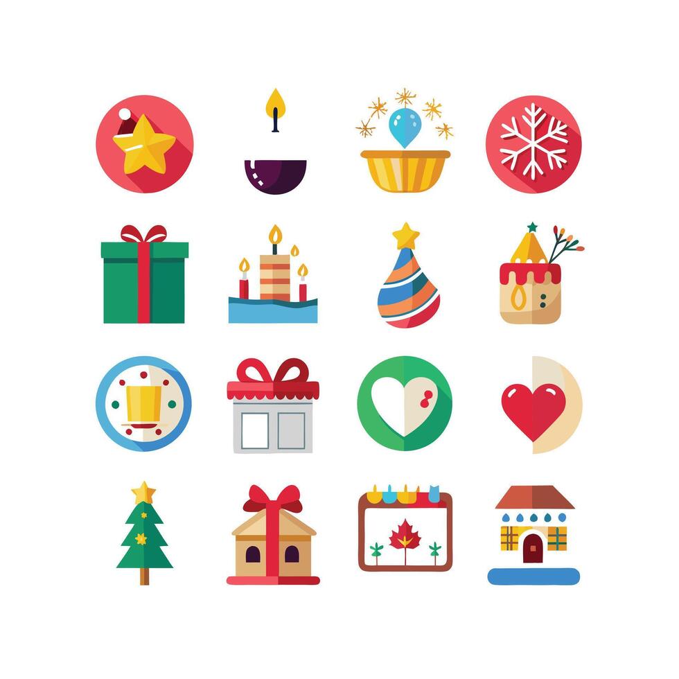 Holiday and Event Icon Set Collection Illustration vector