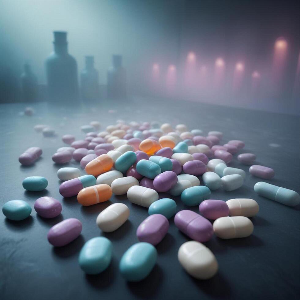 medicine tablets cinematic view medical BG photo
