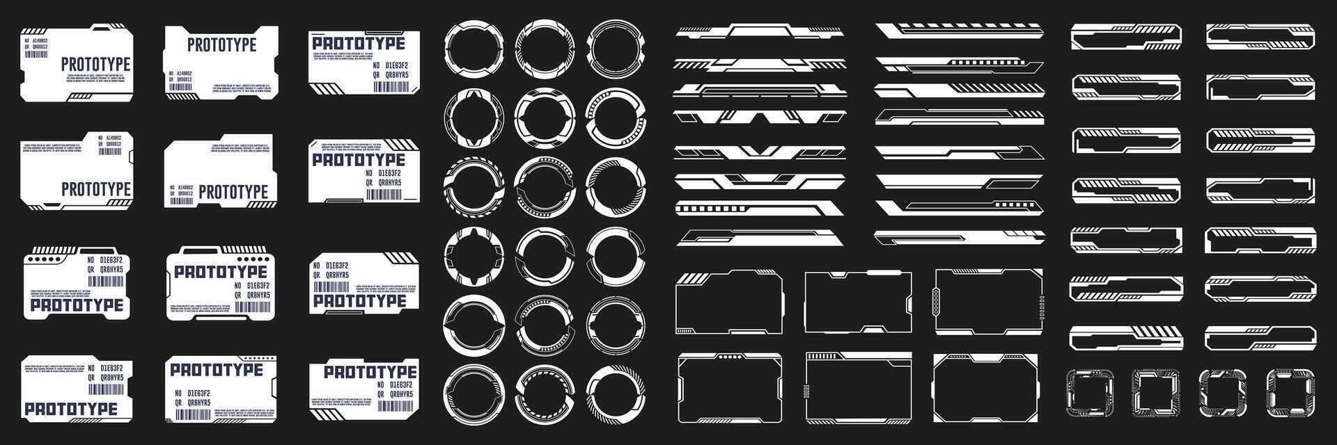 Set of Futuristic HUD Elements and Interface Borders Collection vector