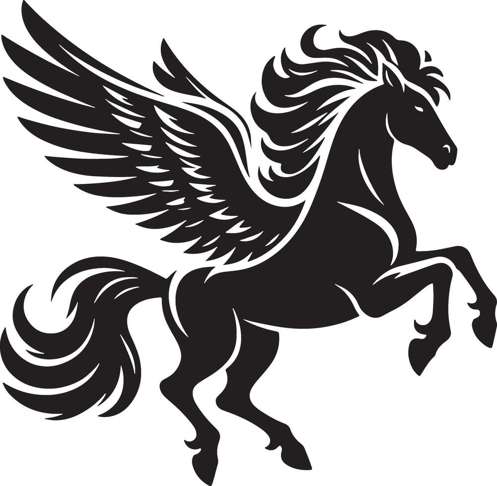 Black color Pegasus horse silhouette illustration vector