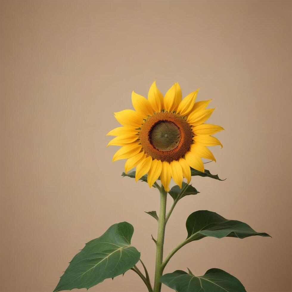 single sunflower plain background cinematic photo