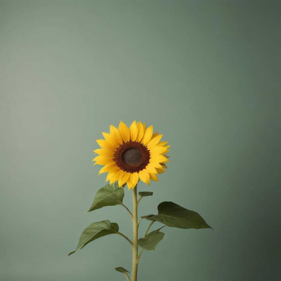 single sunflower plain background cinematic photo