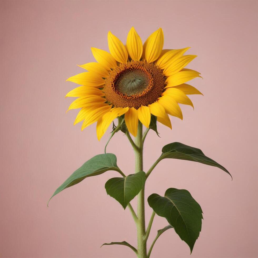 single sunflower plain background cinematic photo