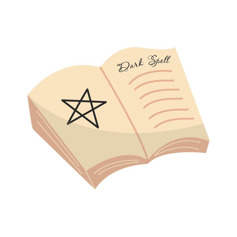 Magic book, book of spells and witchcraft illustration isolated on white background. vector