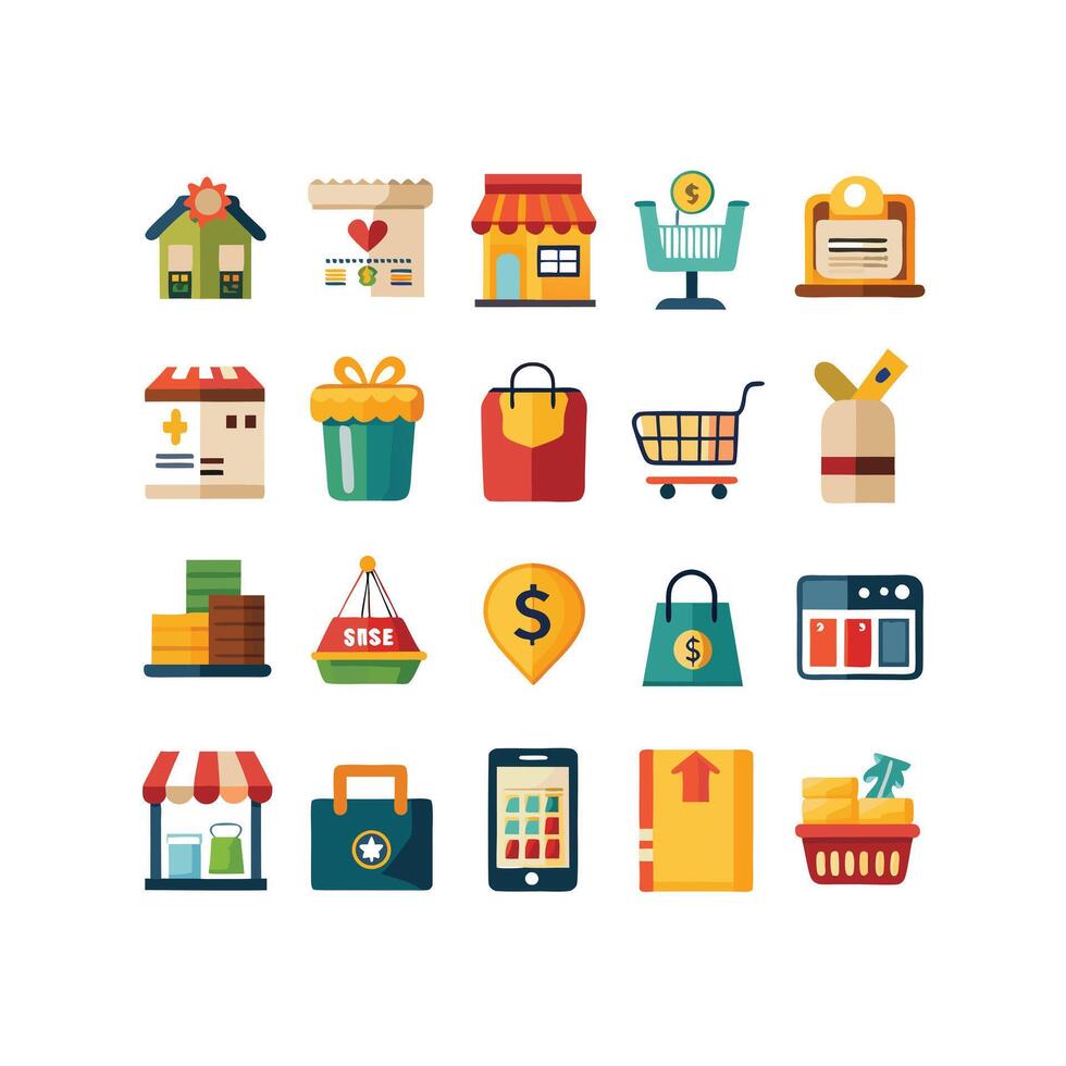 Retail and Shopping Icon Set Collection Illustration vector