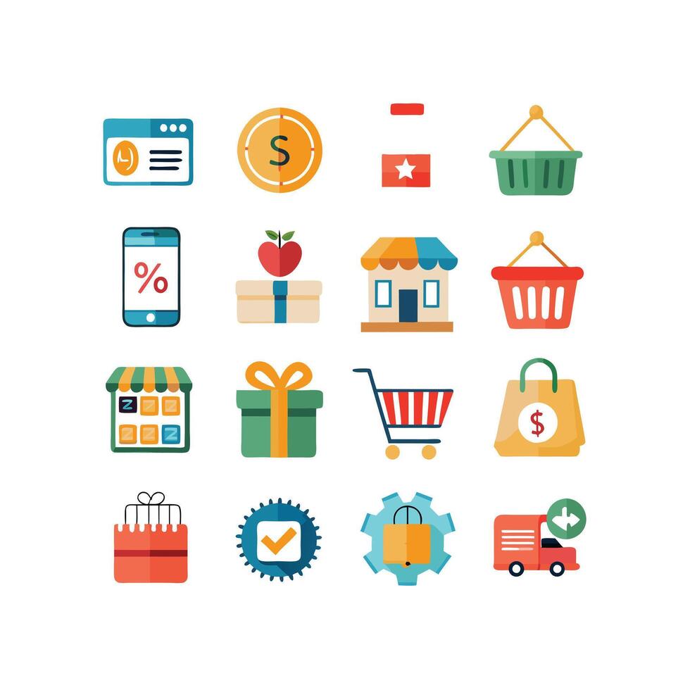 Retail and Shopping Icon Set Collection Illustration vector