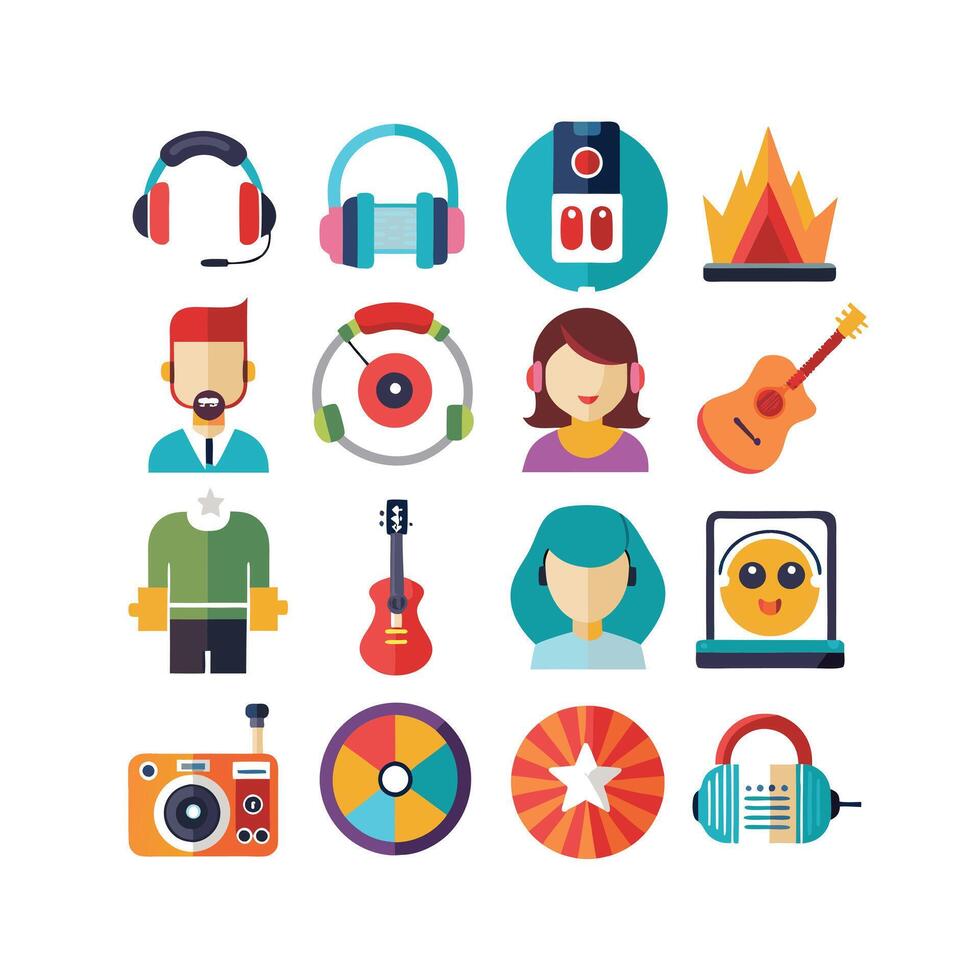Music and Entertainment Icon Set Collection Illustration vector