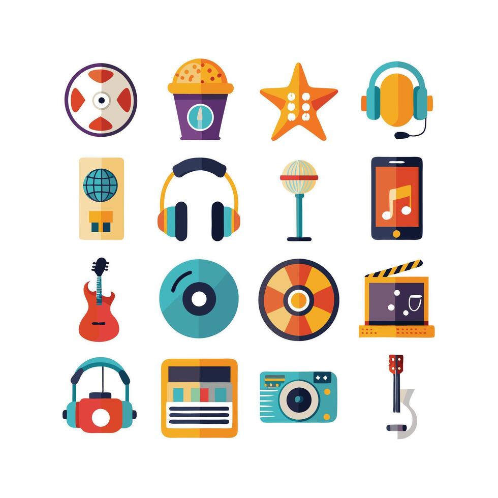 Music and Entertainment Icon Set Collection Illustration vector