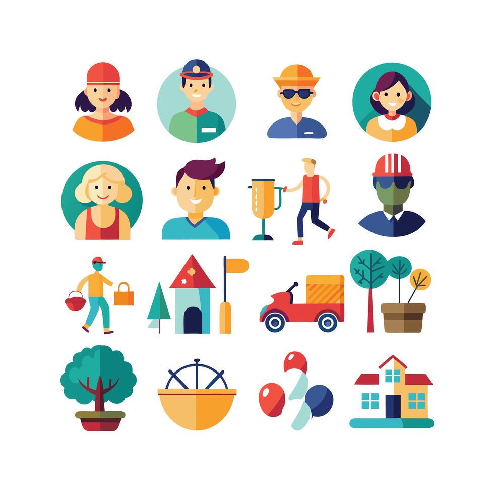 Lifestyle and Leisure Icon Set Collection Illustration vector