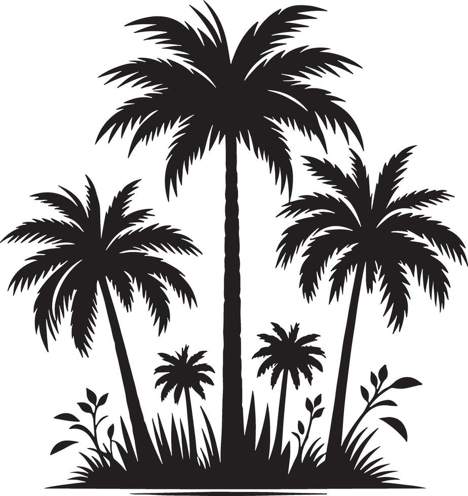 Palm tree silhouette illustration design editable vector