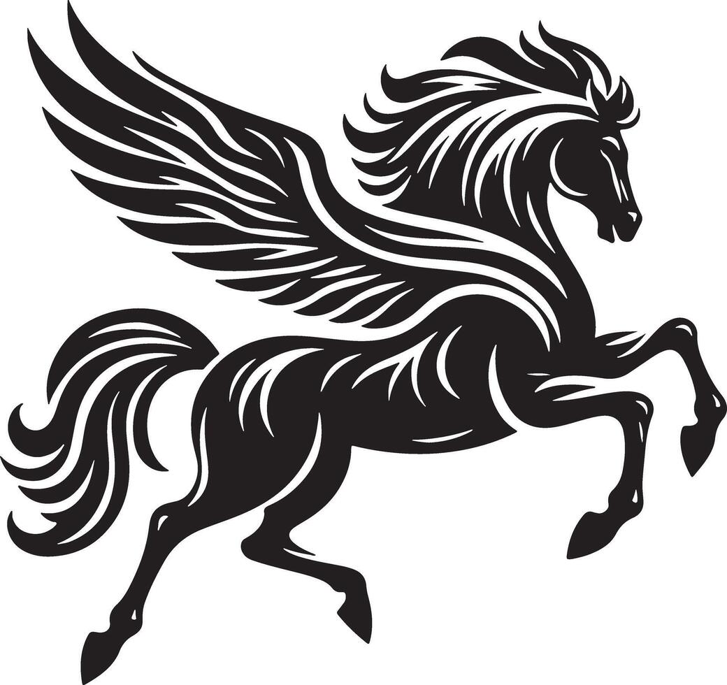 Black color Pegasus horse silhouette illustration vector