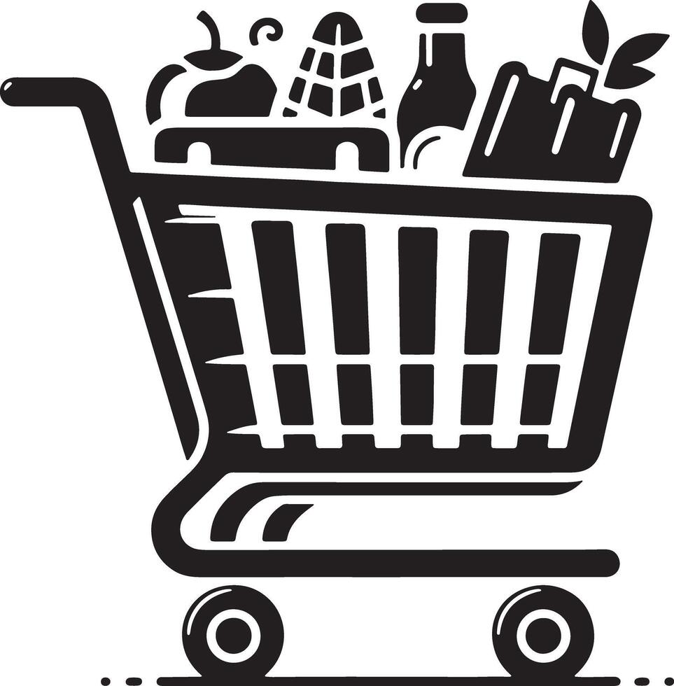 Editable Shopping Cart Silhouette Illustration vector