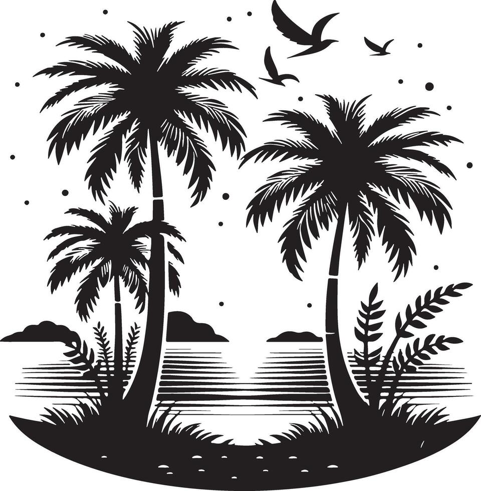 Palm tree silhouette illustration design editable vector