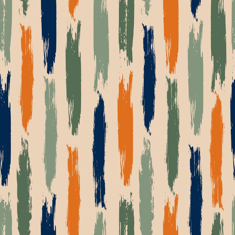 Seamless pattern with hand drawn colorful vertical brush strokes. Charcoal or ink doodle lines. Handprint of brush strokes. Great for textiles, fabrics, wallpaper, wrapping and packaging. vector