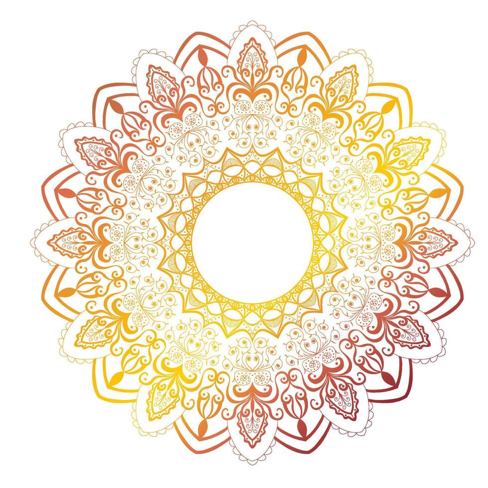 Round gradient circular pattern in form of mandala for Henna, Mehndi, tattoo, decoration. Decorative boho ornament in ethnic oriental style vector