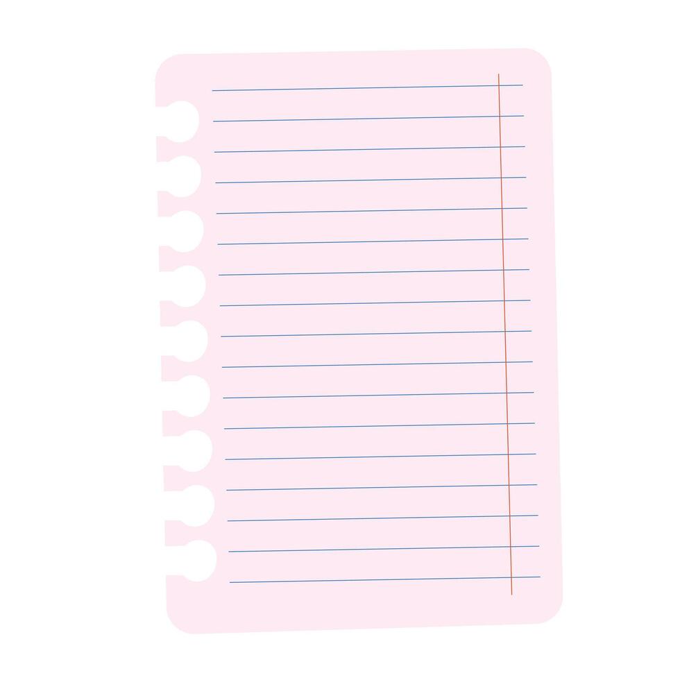 Lined paper from a notebook. Empty notebook paper vector
