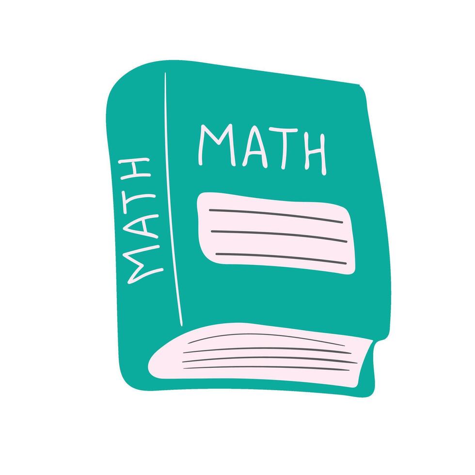 Hand drawn Math book in doodle style. Education and back to school concept vector