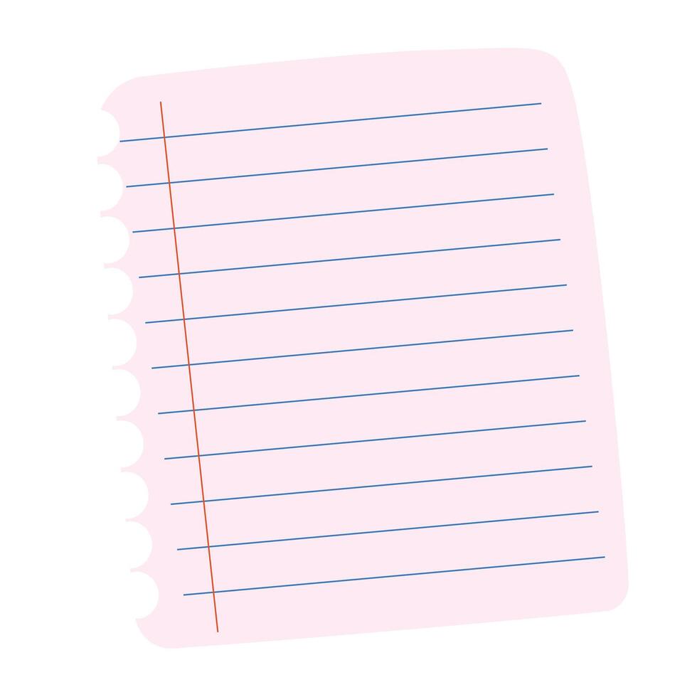 Lined paper from a notebook. Empty notebook paper vector