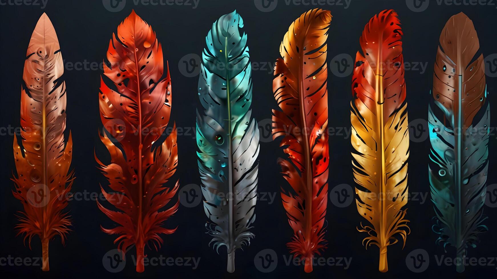 exotic feathers in interesting color combinations photo