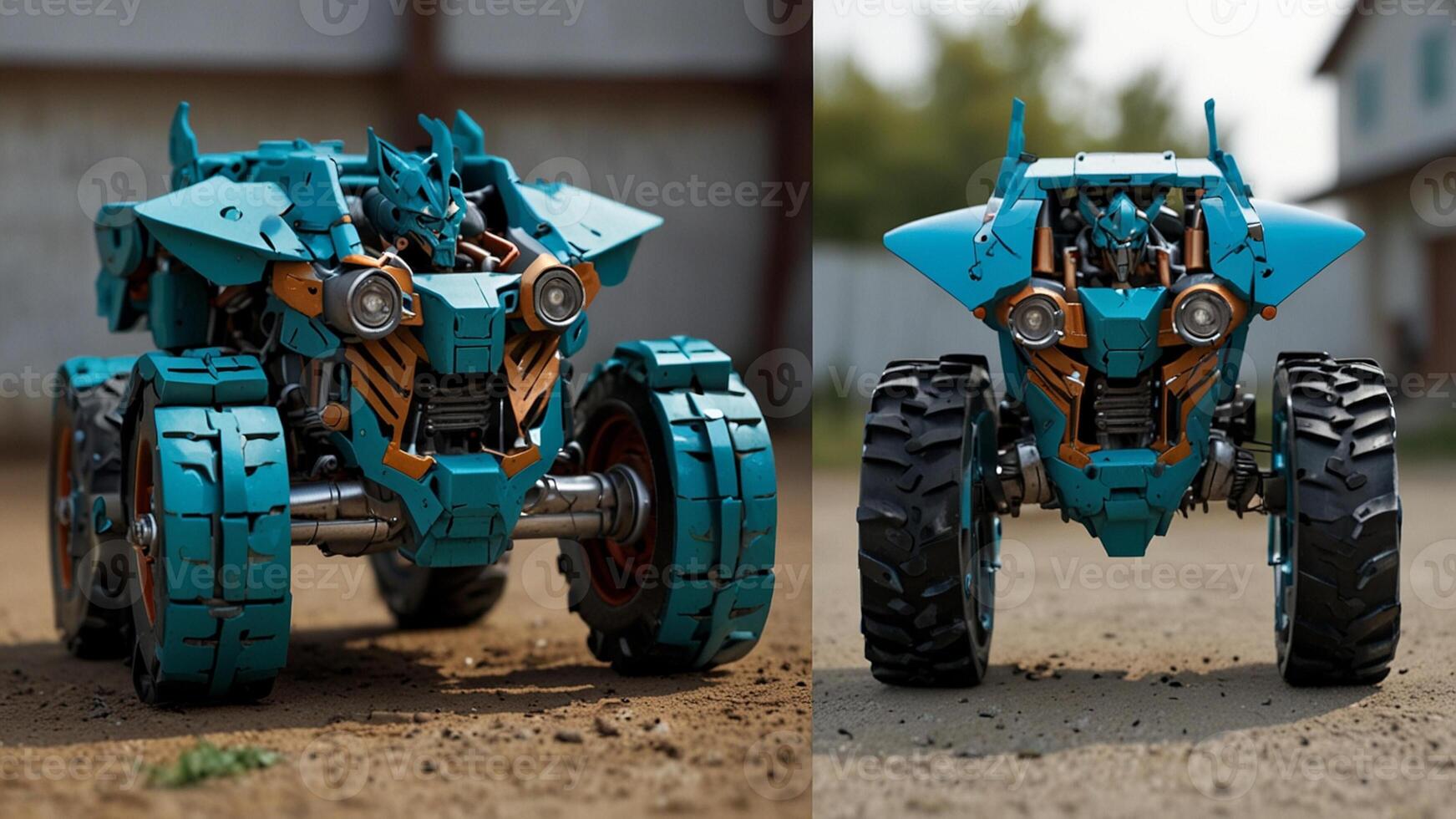 two different images of a toy car with wheels photo