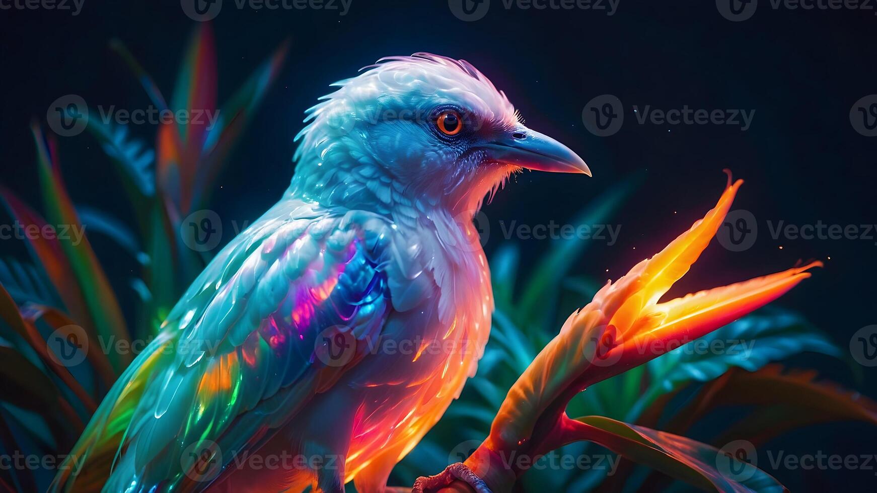 a glowwave colored bird perched on a branch photo