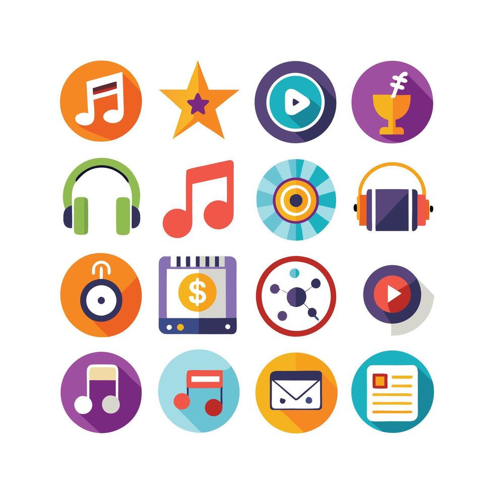 Music and Entertainment Icon Set Collection Illustration vector