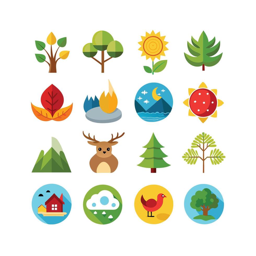 Nature Icon Set Collection Illustration vector