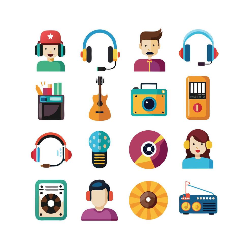 Music and Entertainment Icon Set Collection Illustration vector