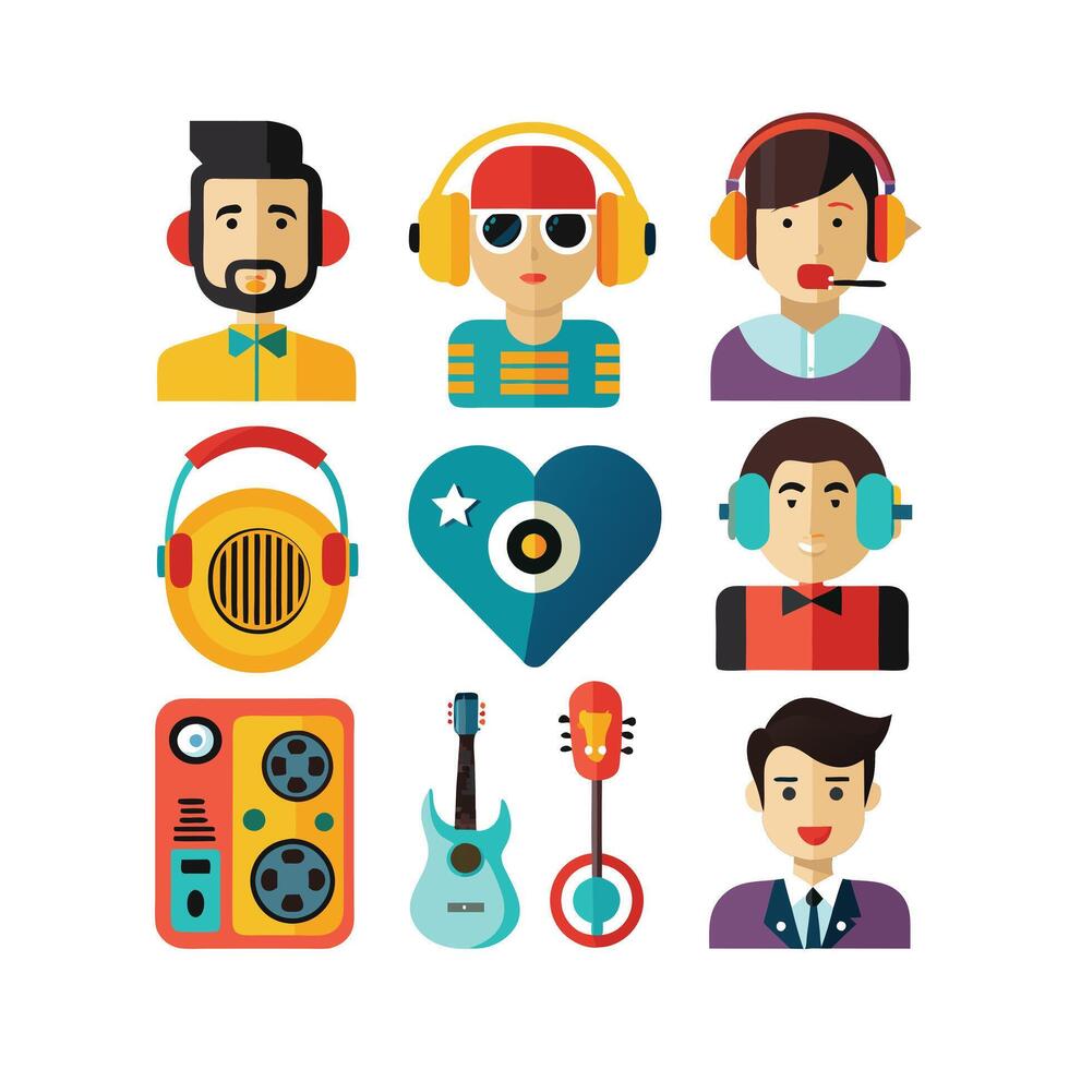 Music and Entertainment Icon Set Collection Illustration vector