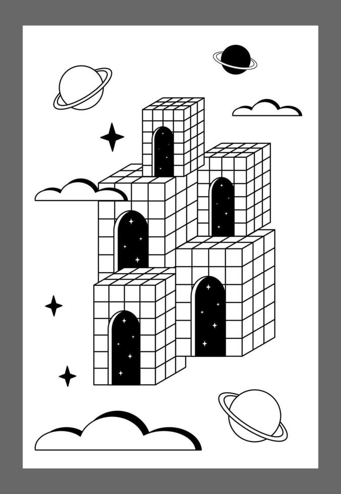 Surrealism poster. Surrealism elements background. vector