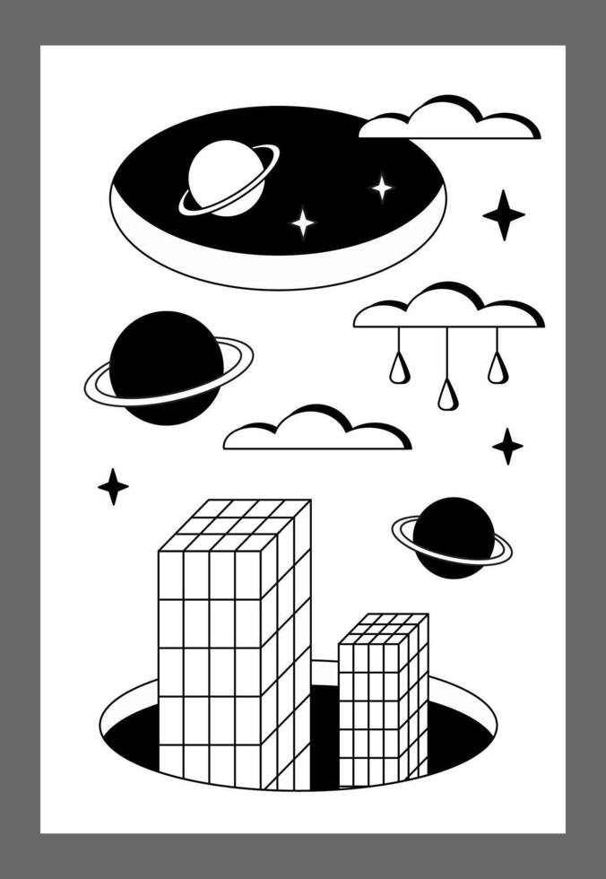 Surrealism poster. Surrealism elements background. vector