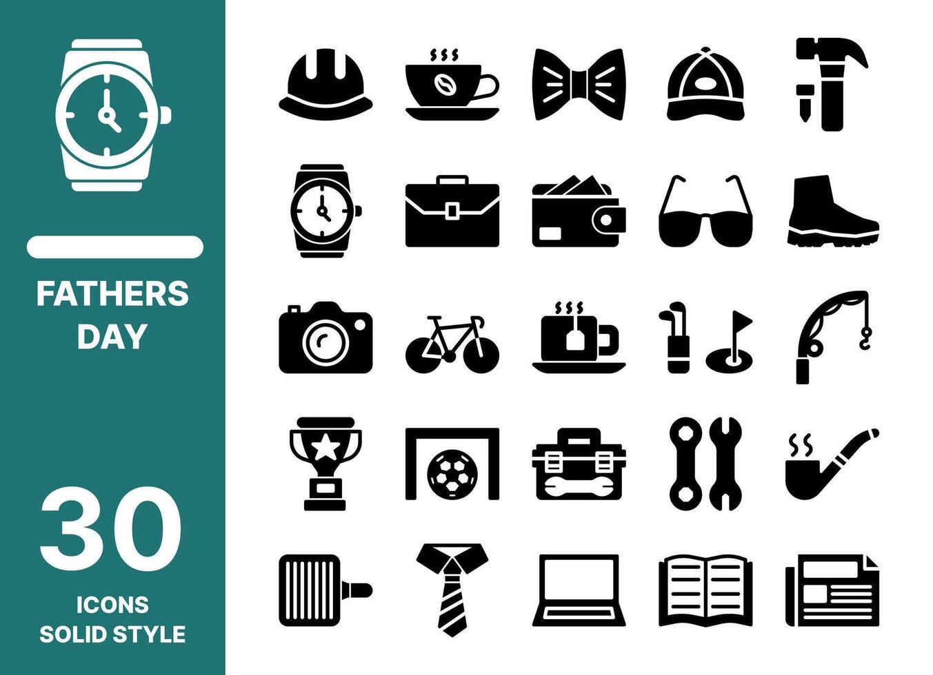 Fathers Day Icon Pack Solid Style vector
