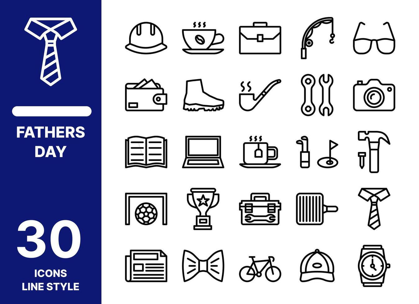 Fathers Day Icon Pack Line Style vector