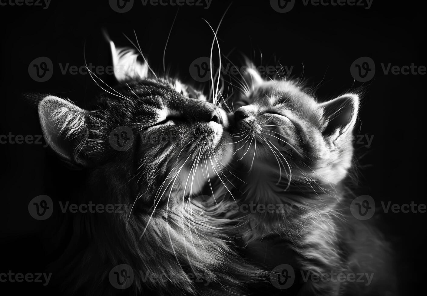 Affection and tenderness between two adorable kittens photo