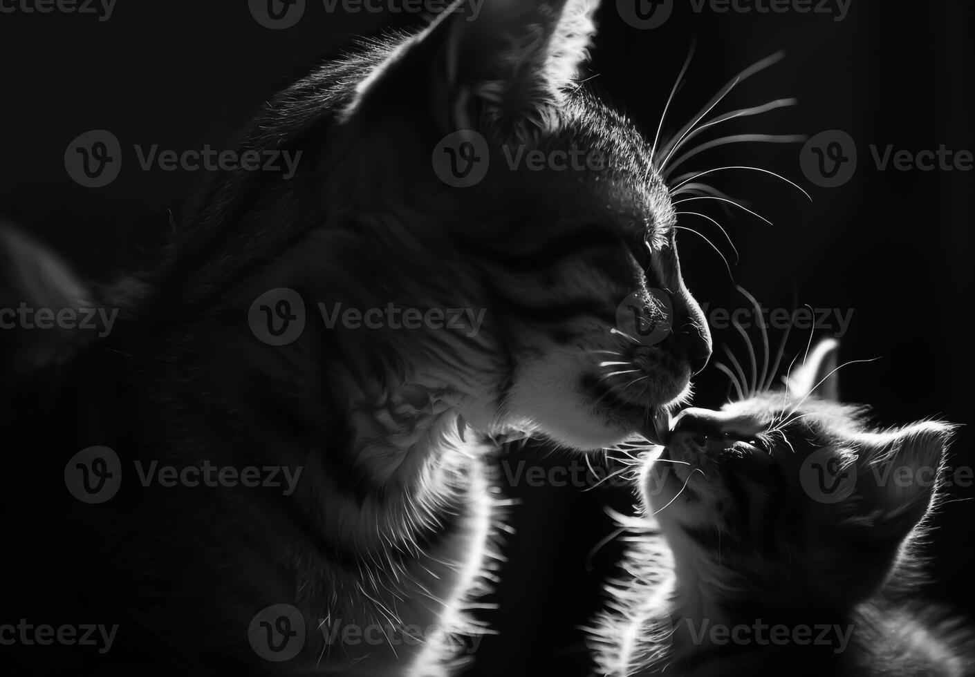Affection and tenderness between two adorable kittens photo