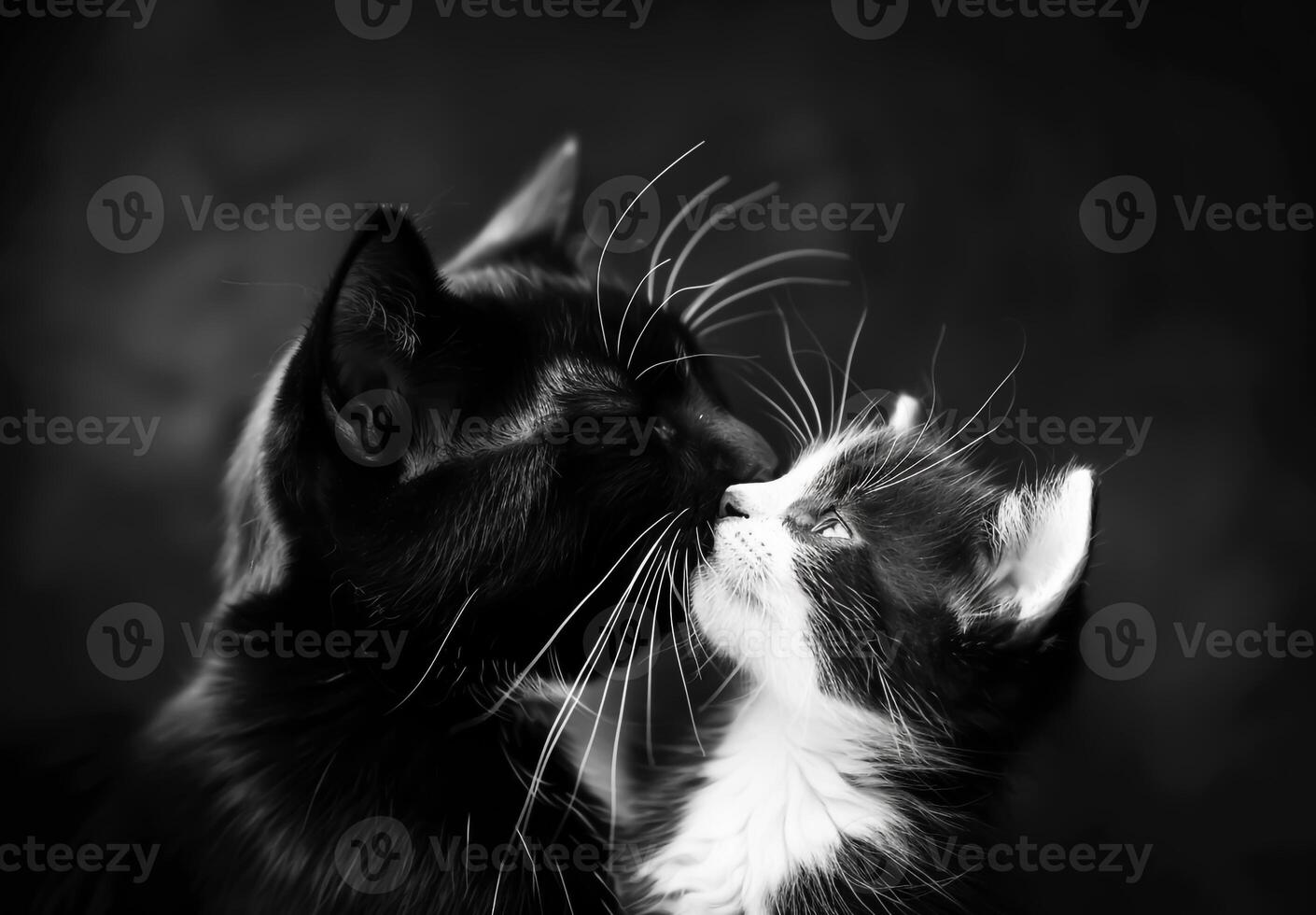 Affection and tenderness between two adorable kittens photo