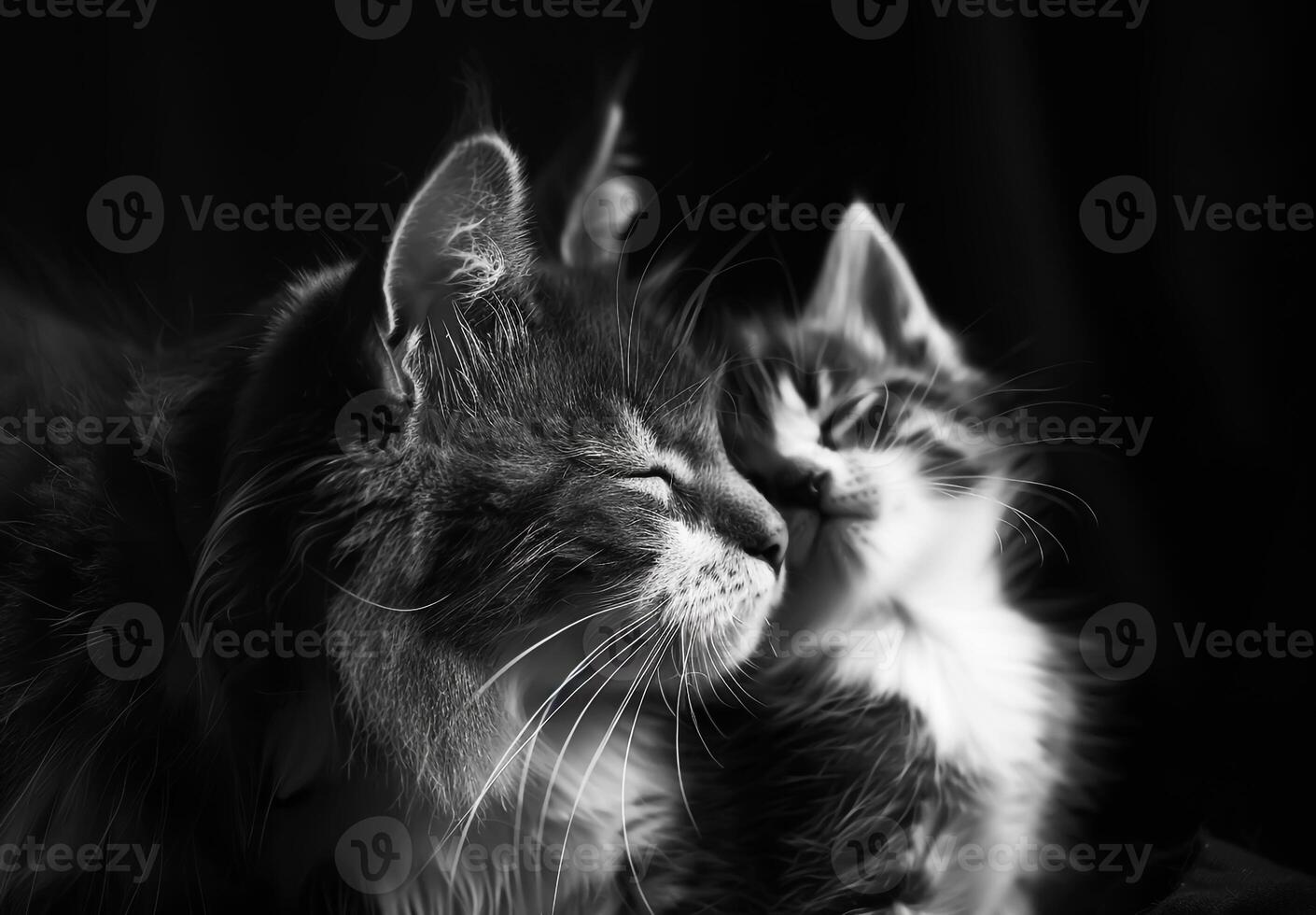 Affection and tenderness between two adorable kittens photo