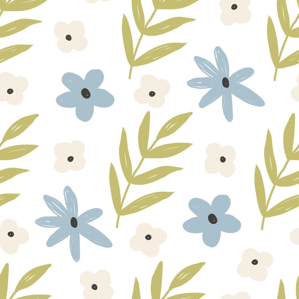 seamless pattern with cartoon flowers. vector